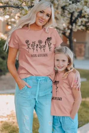 Pink Raising Wildflowers Casual Short Sleeve Tee