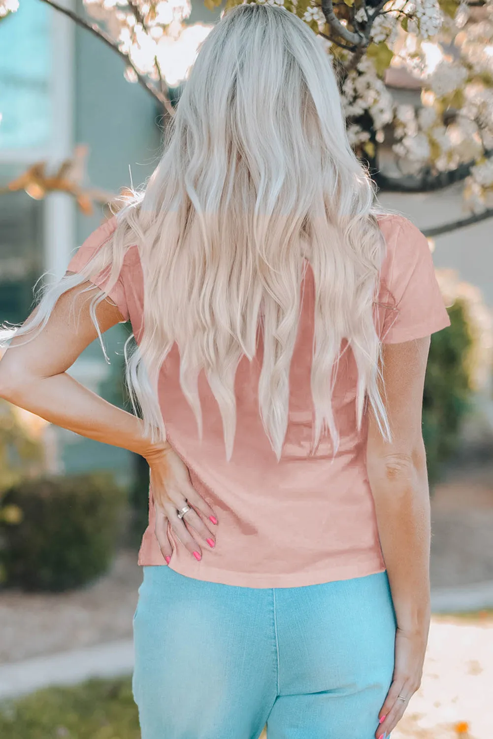Pink Raising Wildflowers Casual Short Sleeve Tee