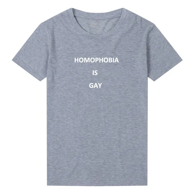 Pkorli Women'S T-Shirt Homophobia Is Gray T Shirt Why Be Racist Feminism Tumblr Hipster T-Shirt Grunge Woman Tshirt Top Tees