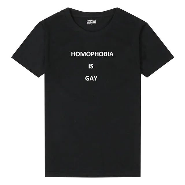 Pkorli Women'S T-Shirt Homophobia Is Gray T Shirt Why Be Racist Feminism Tumblr Hipster T-Shirt Grunge Woman Tshirt Top Tees