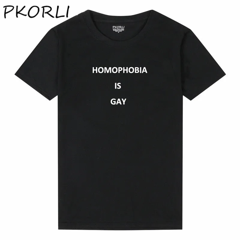 Pkorli Women'S T-Shirt Homophobia Is Gray T Shirt Why Be Racist Feminism Tumblr Hipster T-Shirt Grunge Woman Tshirt Top Tees