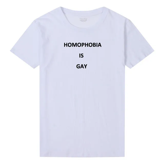 Pkorli Women'S T-Shirt Homophobia Is Gray T Shirt Why Be Racist Feminism Tumblr Hipster T-Shirt Grunge Woman Tshirt Top Tees