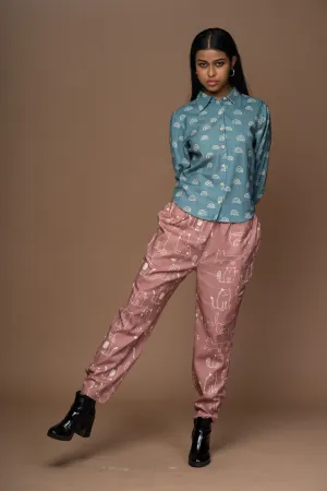 Pleat Chic Pants in Caturday Pattern