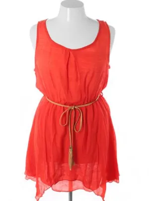 Plus Size Beautiful Vintage Layered Belt Orange Dress