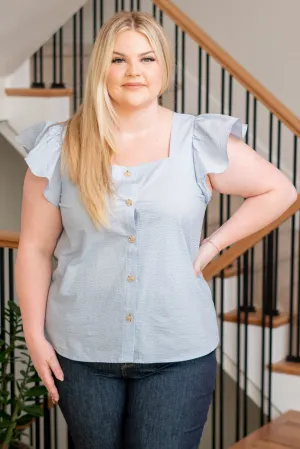 Plus Size Button Up Top - Light Chambray