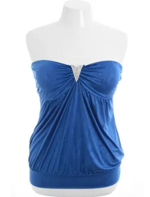 Plus Size Designer Diamond Blue Tube Top