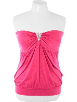 Plus Size Designer Diamond Pink Tube Top