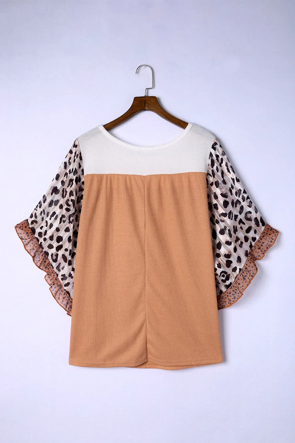 Plus Size Printed Color Block Ruffled Blouse (2 Colors)