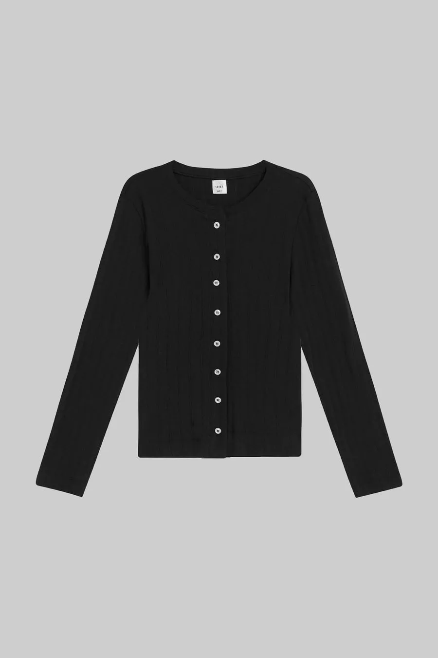 Pointelle Classic Crew Cardigan - Black