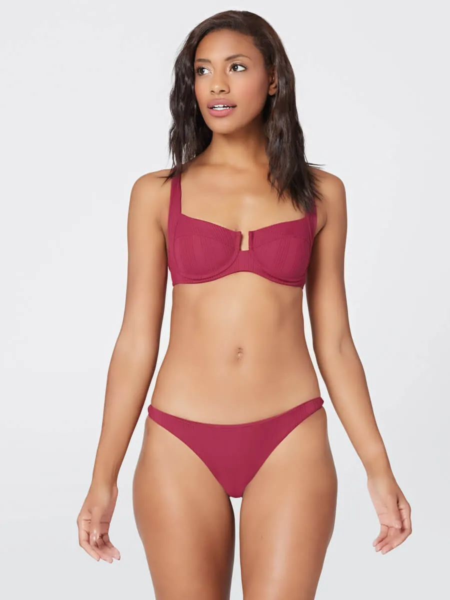 Pointelle Rib Camacho Bottom in Cabernet