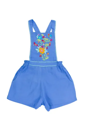 Pomme Playsuit Periwinkle with colour hand stitch