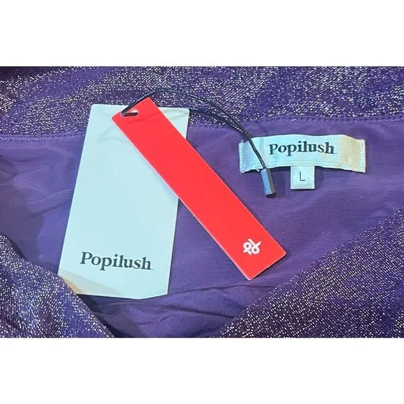 Popilush Sparkly Tops for Women - Long Sleeve Bodysuit Off The Shoulder Tops