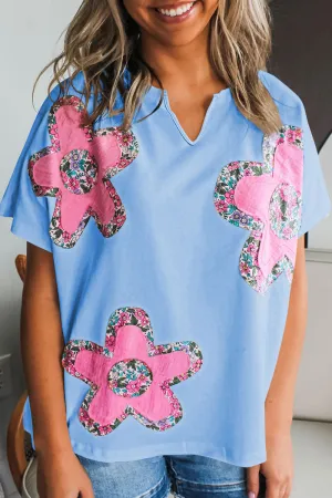PREORDER! ETA 5/12 Floral Oasis Blue Loose T-Shirt **SHIPPING EXPECTED TO BEGIN ON DATE 5/12**