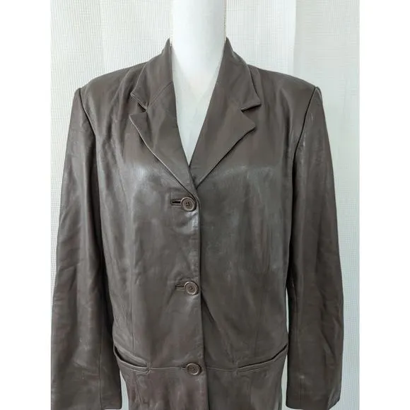PRESTON &amp; YORK! SUPPLE, SOFT NUTMEG BROWN GENUINE LEATHER JACKET, COAT! SZ L