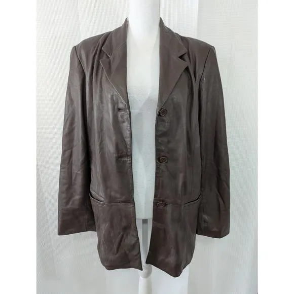 PRESTON &amp; YORK! SUPPLE, SOFT NUTMEG BROWN GENUINE LEATHER JACKET, COAT! SZ L