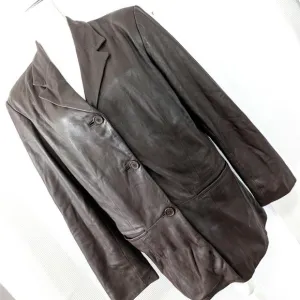 PRESTON &amp; YORK! SUPPLE, SOFT NUTMEG BROWN GENUINE LEATHER JACKET, COAT! SZ L