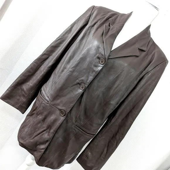 PRESTON &amp; YORK! SUPPLE, SOFT NUTMEG BROWN GENUINE LEATHER JACKET, COAT! SZ L