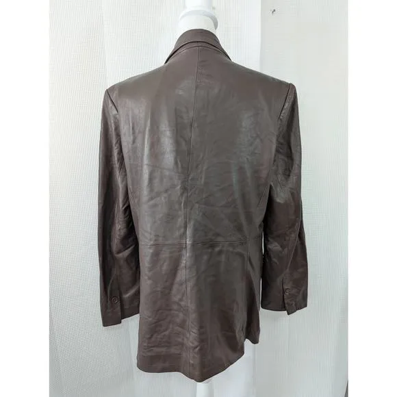 PRESTON &amp; YORK! SUPPLE, SOFT NUTMEG BROWN GENUINE LEATHER JACKET, COAT! SZ L