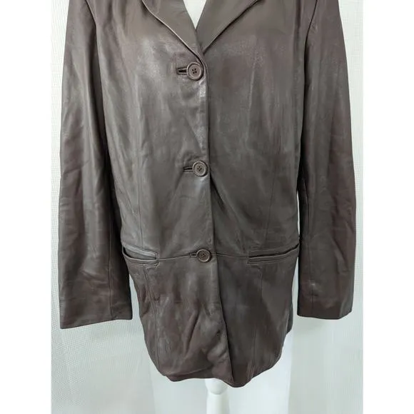 PRESTON &amp; YORK! SUPPLE, SOFT NUTMEG BROWN GENUINE LEATHER JACKET, COAT! SZ L