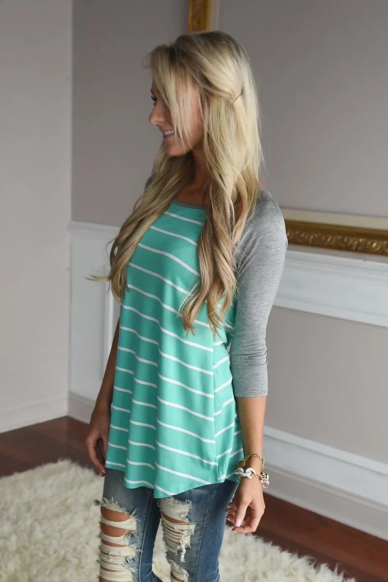 Pretty in Mint Striped Top