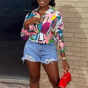 Print Long Sleeve Blouse