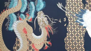 Printed Cotton Oriental Dragon Night
