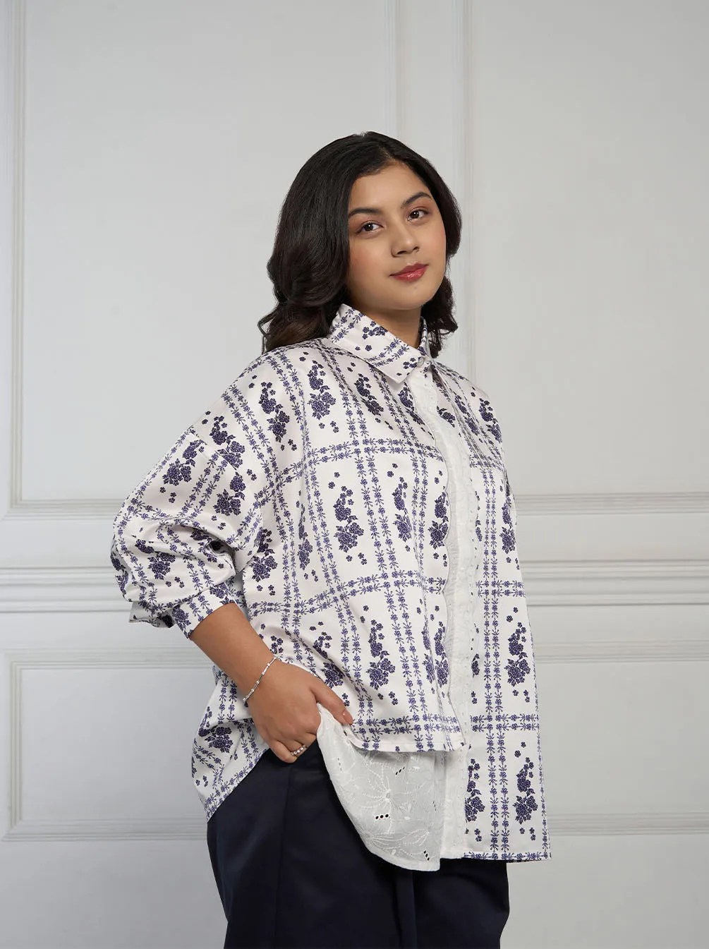 PRISA LAYERED TOP WHITE NAVY