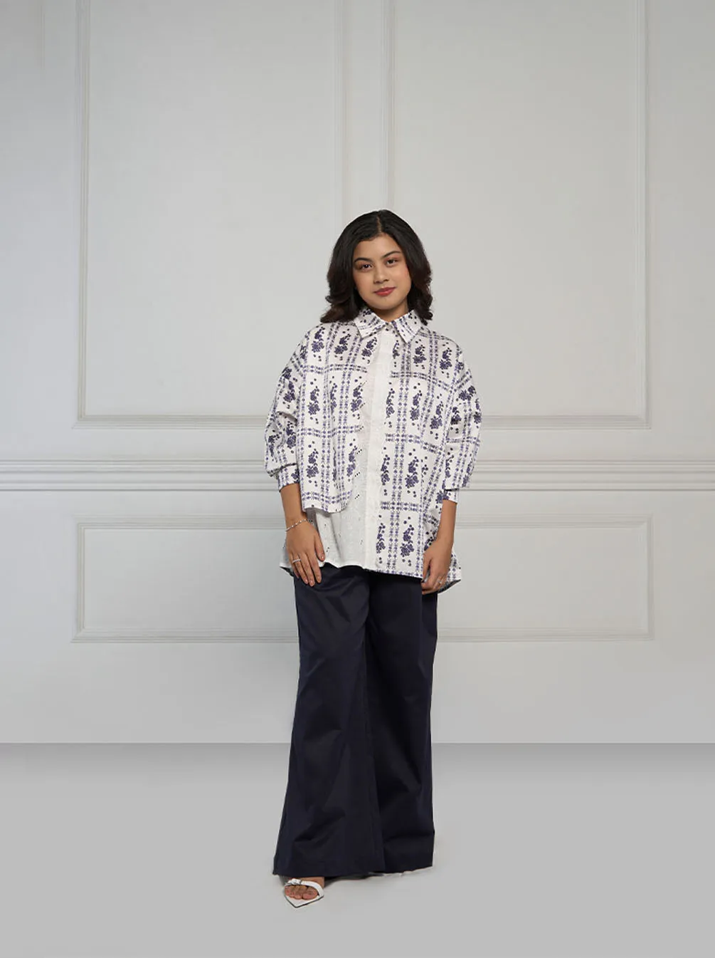 PRISA LAYERED TOP WHITE NAVY