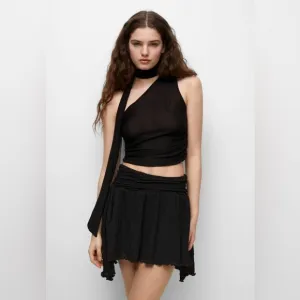 Pull&amp;Bear • NWT Black Asymmetric Hem Mini Skirt Size XS