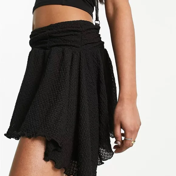 Pull&amp;Bear • NWT Black Asymmetric Hem Mini Skirt Size XS
