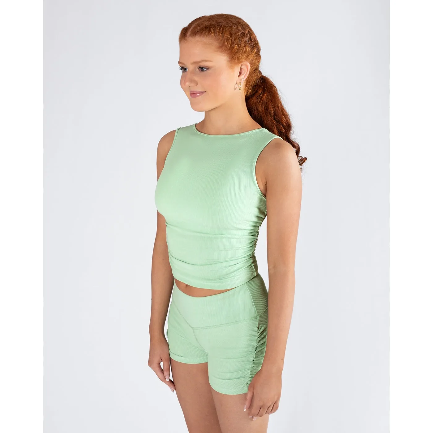 Pulse Collection Madison Gather Crop Singlet - Green Apple