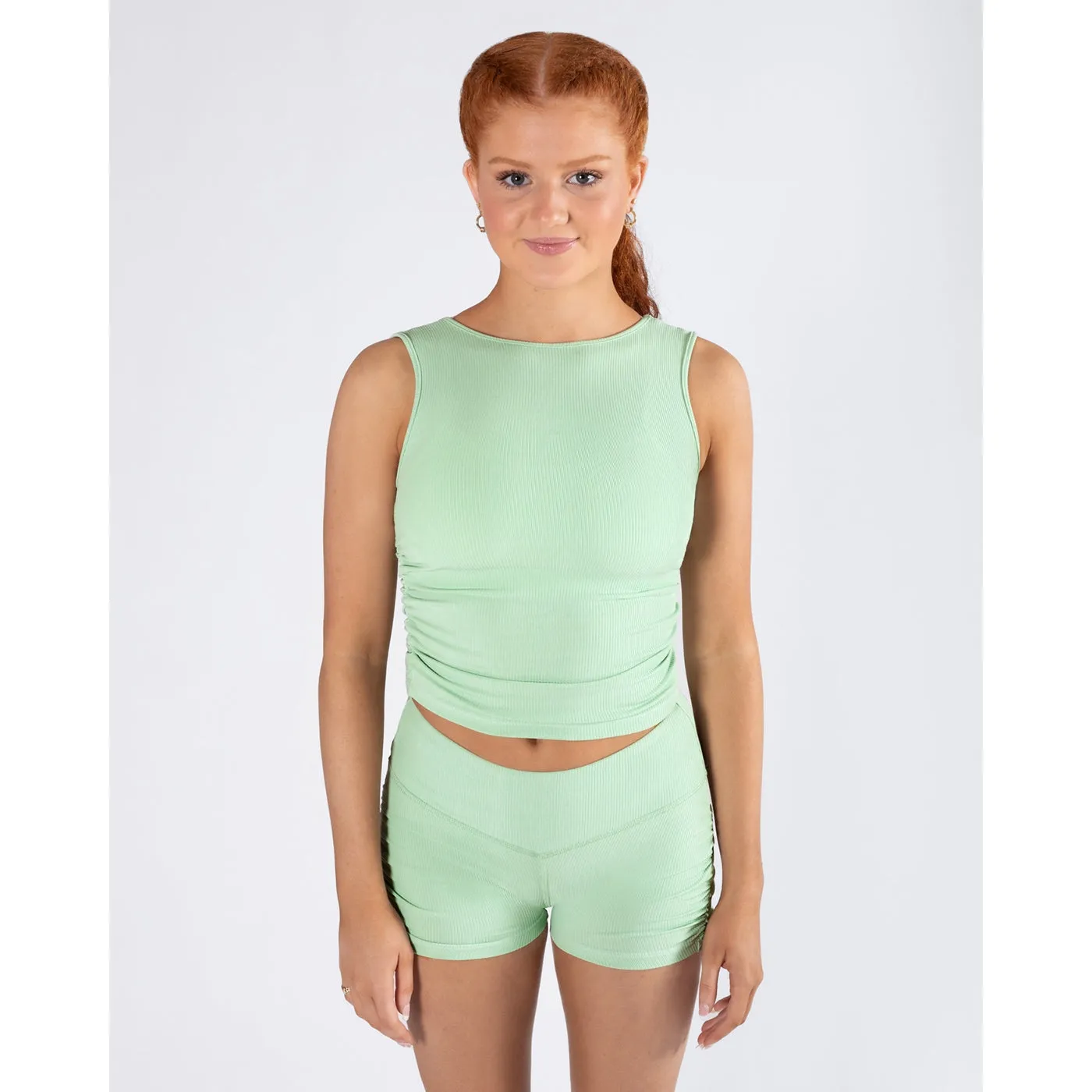 Pulse Collection Madison Gather Crop Singlet - Green Apple