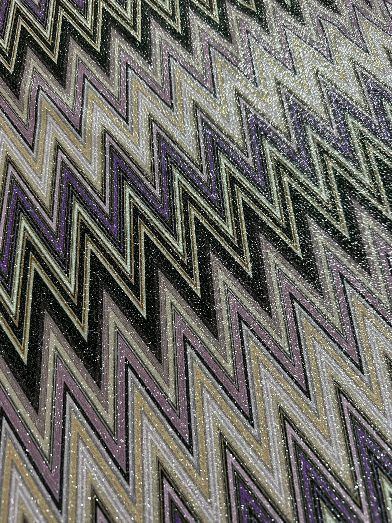 Purple Zigzag Knit Fabric - 4-Way Stretch Lurex Fabric