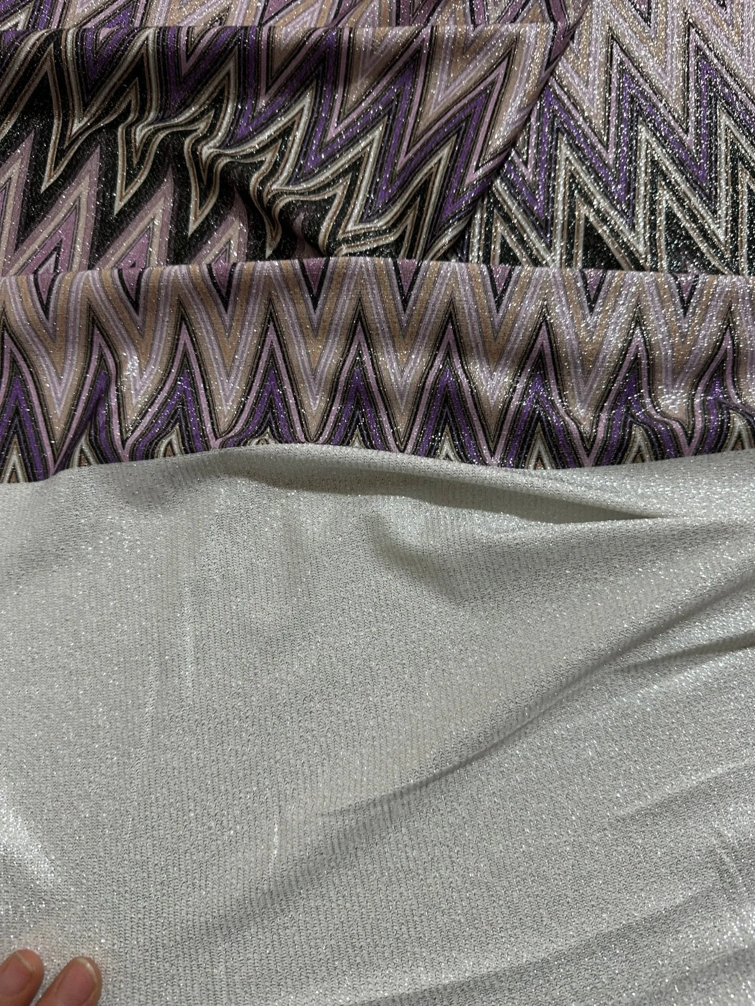 Purple Zigzag Knit Fabric - 4-Way Stretch Lurex Fabric