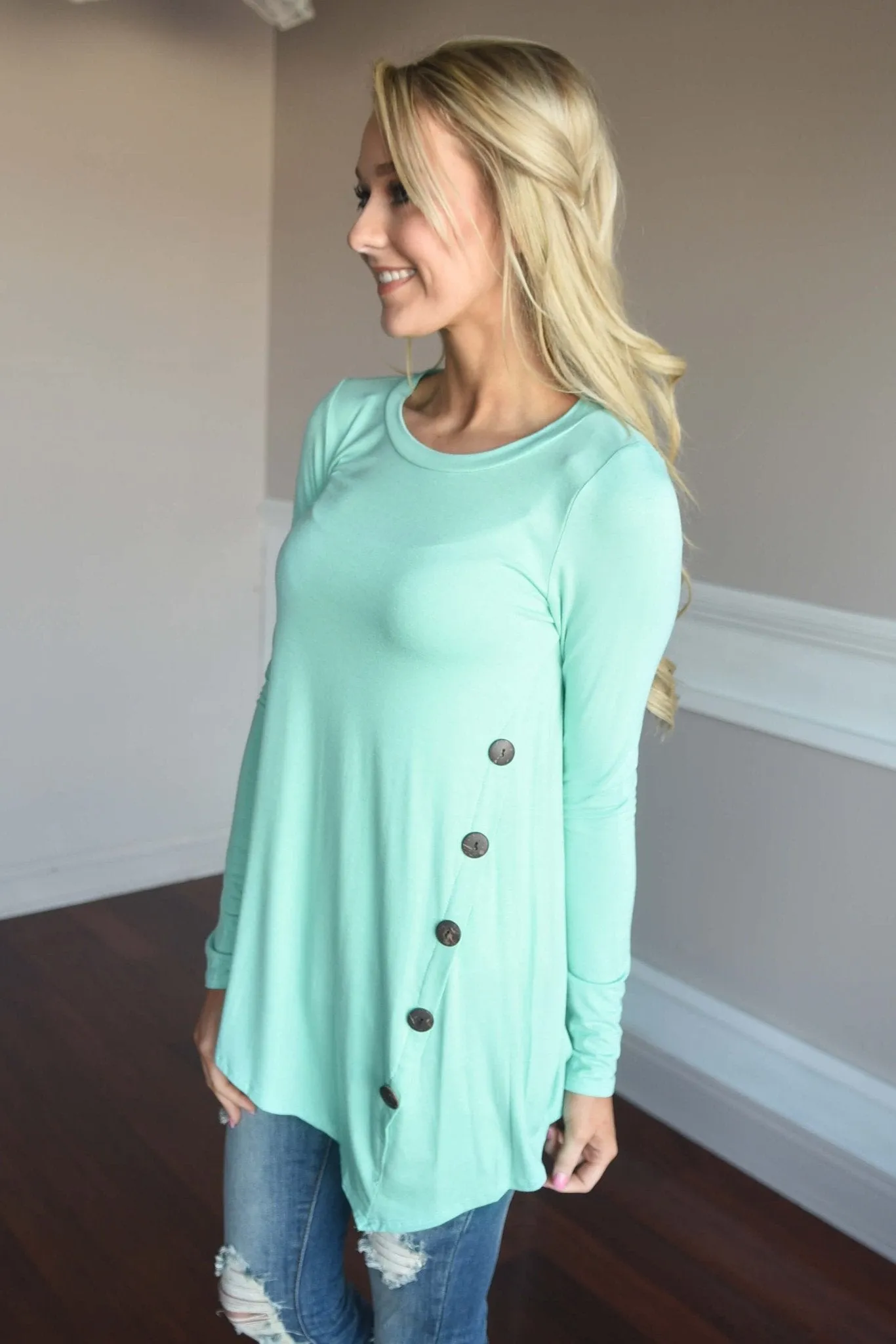 Push My Buttons Top ~ Mint