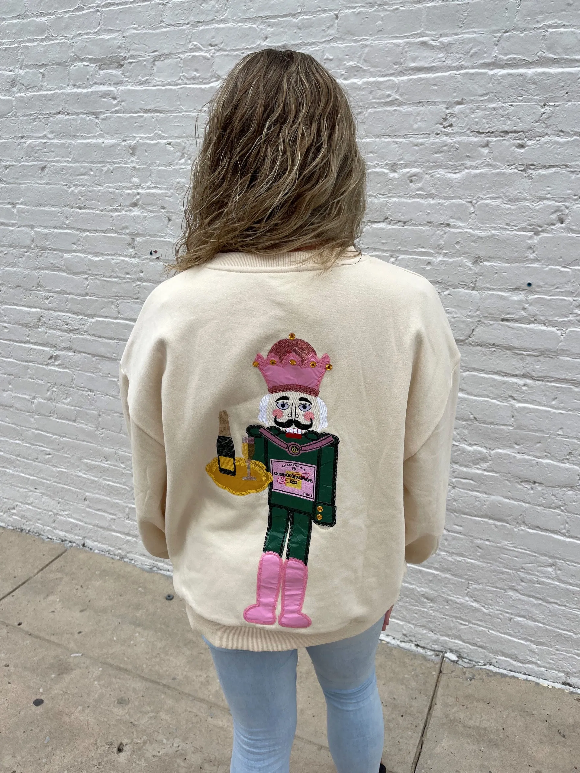 QUEEN OF SPOARKLES NUTCRACKER SWEATSHIRT - ECRU