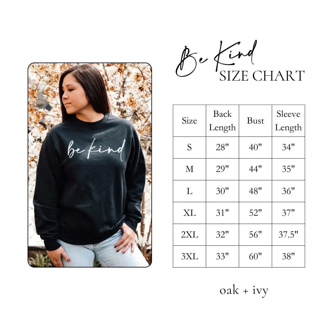 "Be Kind" Graphic Crewneck Sweatshirt - Black *FINAL SALE*