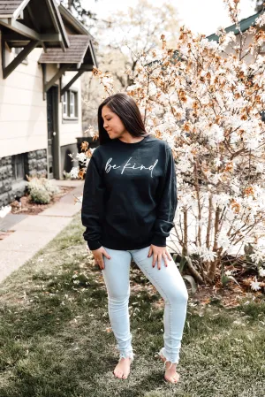 "Be Kind" Graphic Crewneck Sweatshirt - Black *FINAL SALE*