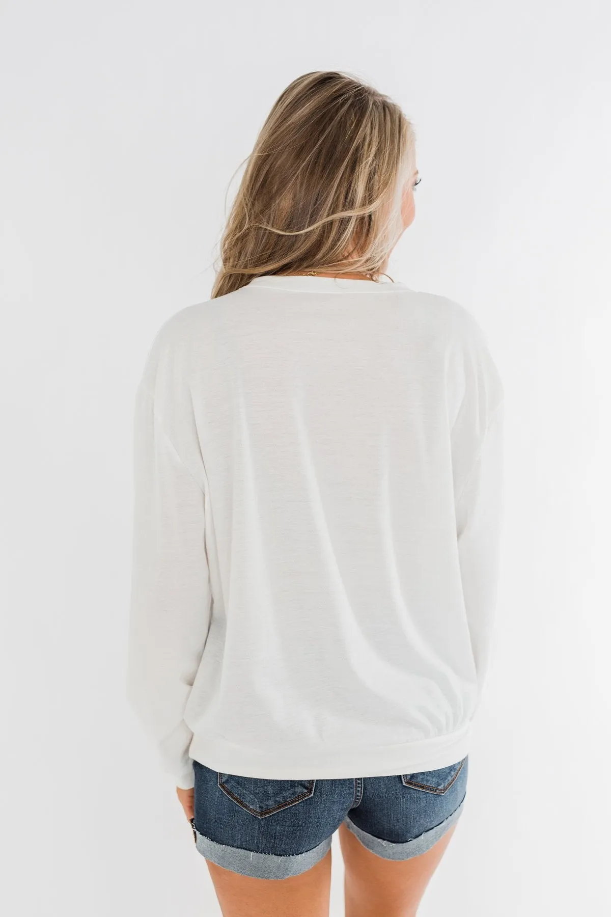 "USA" American Flag Graphic Pullover Top- Ivory