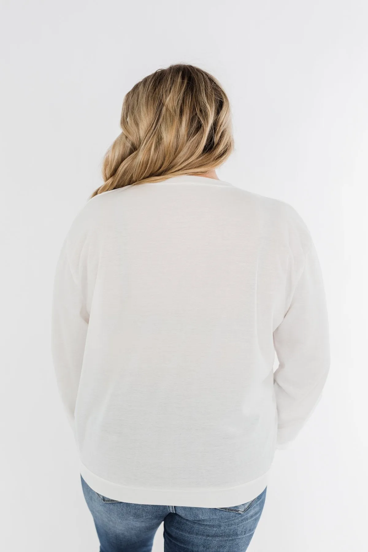"USA" American Flag Graphic Pullover Top- Ivory
