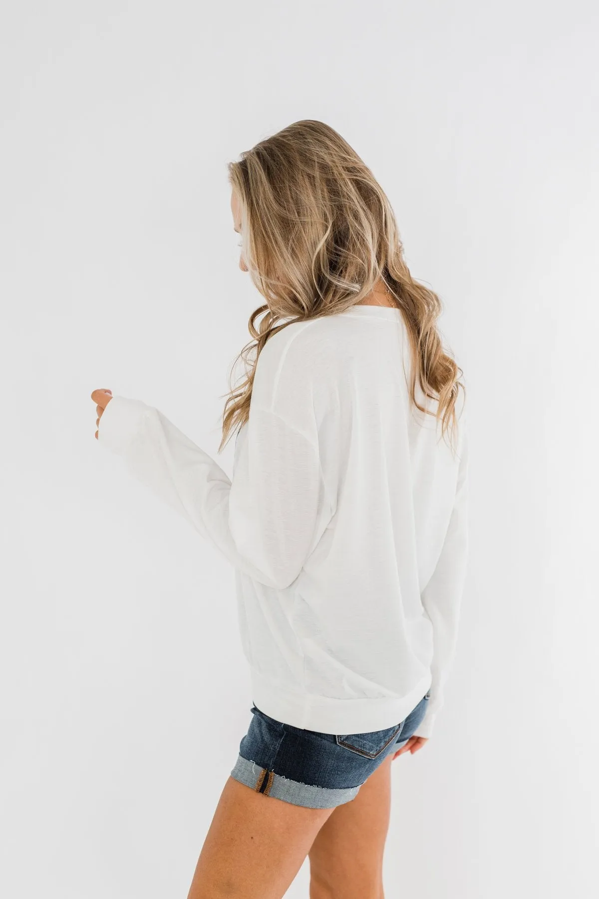 "USA" American Flag Graphic Pullover Top- Ivory