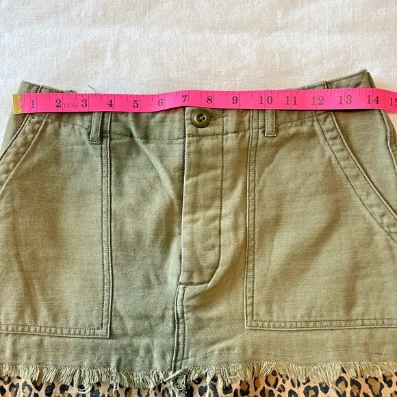 R13 Women's Utility Camp Fatigue Olive Skirt with Leopard Accent Women's Size 25