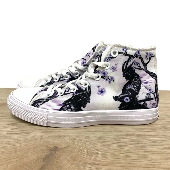 RAAD High Top Sneakers Purple‎ Samurai Japanese Cherry Blossom Men 6.5/Women 8