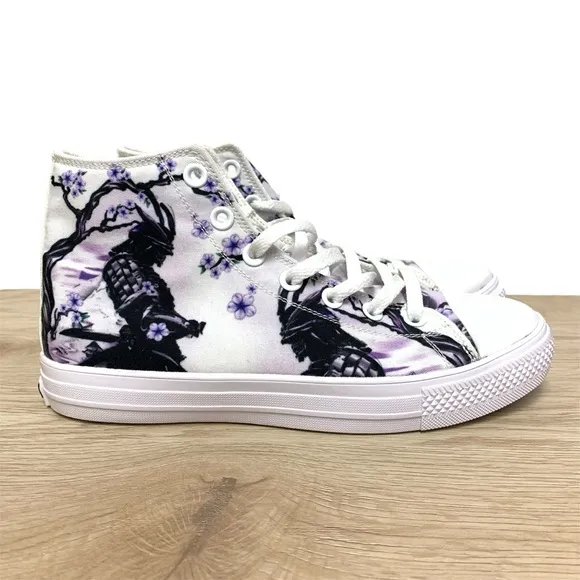 RAAD High Top Sneakers Purple‎ Samurai Japanese Cherry Blossom Men 6.5/Women 8