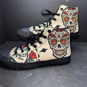 RAAD Shop High-Top Black Roses&amp; Skulls, 9M Shoes Sneakers