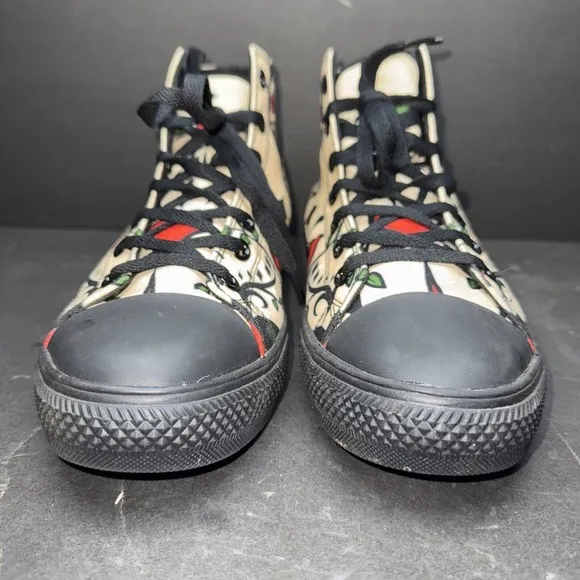 RAAD Shop High-Top Black Roses&amp; Skulls, 9M Shoes Sneakers