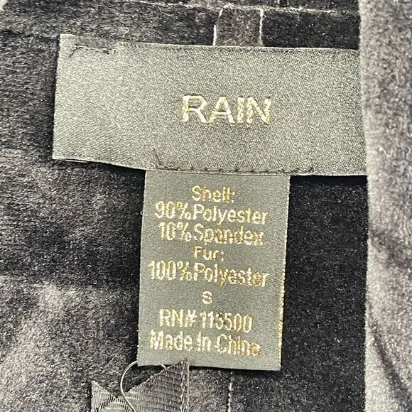 RAIN Women’s Grey Black Faux Suede Waterfall Drape Open Front Jacket Size Small