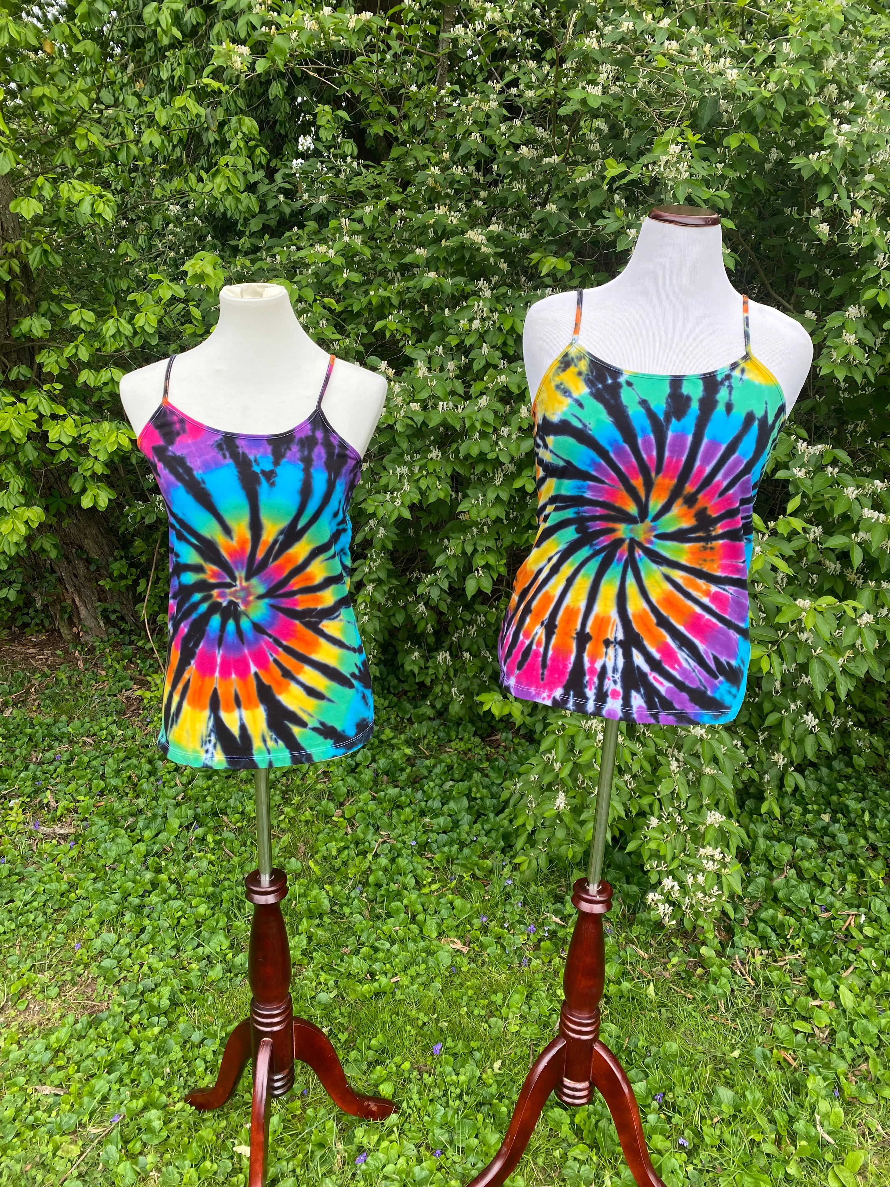 Rainbow Spiral Tie Dyed Camisole Tank Top - Sizes XS - 2X
