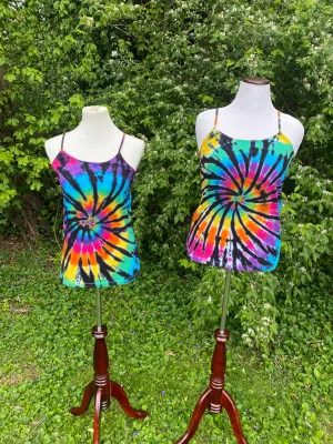 Rainbow Spiral Tie Dyed Camisole Tank Top - Sizes XS - 2X