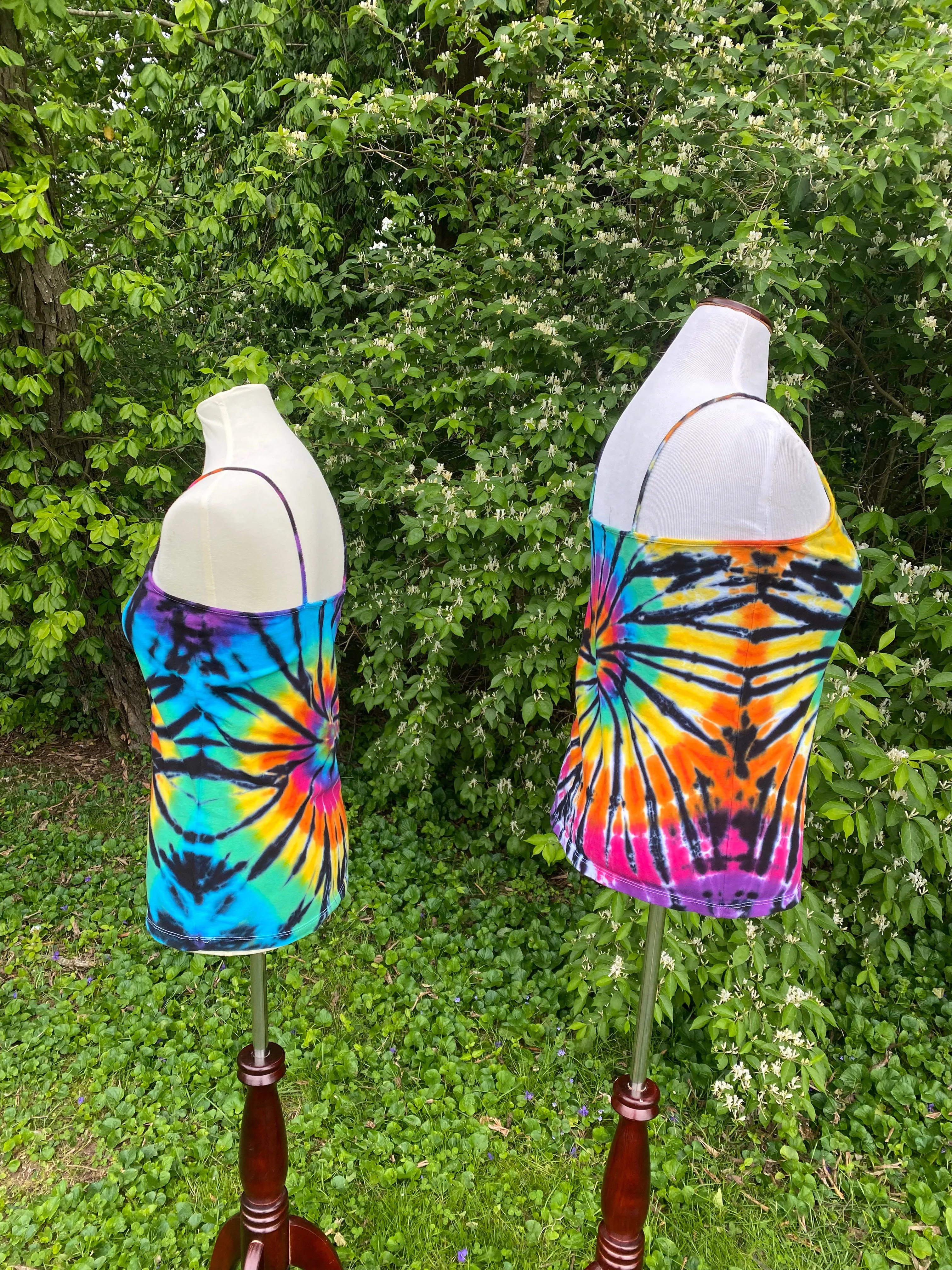 Rainbow Spiral Tie Dyed Camisole Tank Top - Sizes XS - 2X